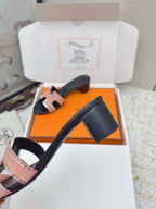 HM 26ss Oran Sandals 50 Black Light Pink Suede Sheepskin 625239