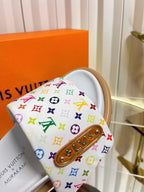 LV 26s Slippers White Multicolor Fabric Sheepskin 616355