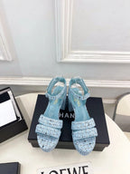 CC 26s HighHeeled Platform Sandals 85 Light Blue Tweed 631865