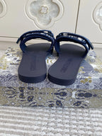 CD 26s Flat Slippers Navy Blue Monogram Canvas Rubber 648133