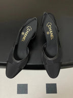 CC 26s Slingback 95 Black Mesh Fabric Sheepskin 649442