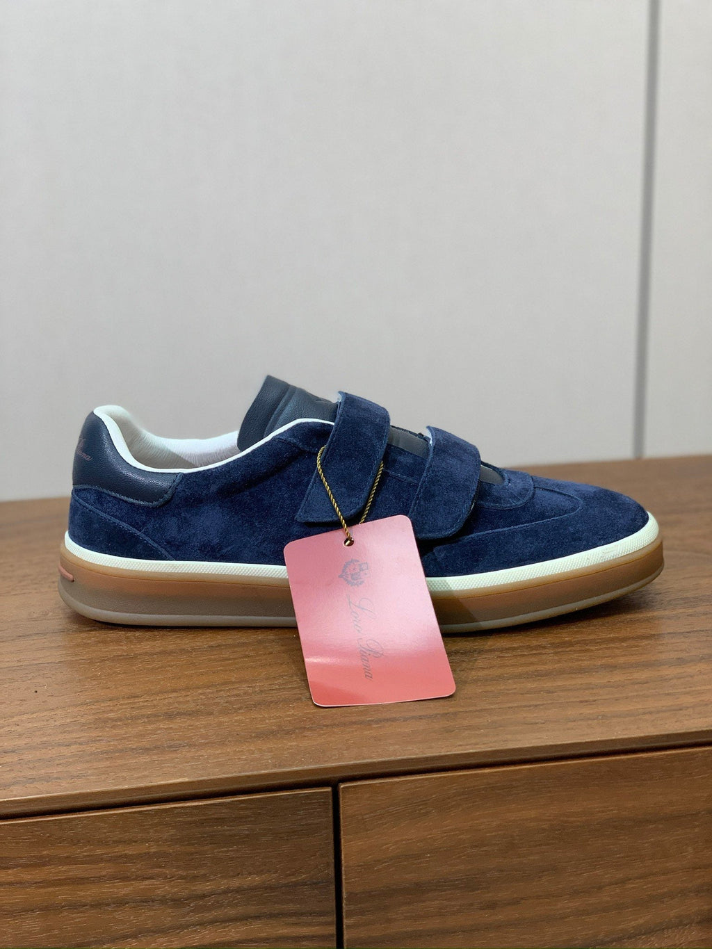 LP 26SS Velcro-strap Men Sneaker Blue Suede Leather 606506