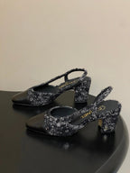 CC 26s Slingback 65 Black Tweed Sheepskin 649418