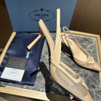 Prada 2026 Slingback Beige Mesh Leather 462842