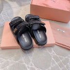 Black Stylized Slippers Sheepskin