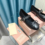 BLACK BALLET SHOES COWHIDE WITH BUTTON