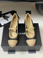HIGH BALLET MARY JANE 50MM IN NATURAL BEIGE AND BLACK RAFFIA
