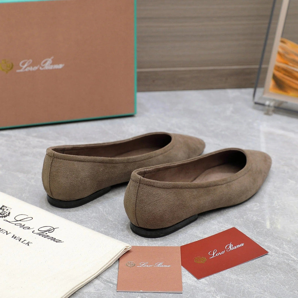 Classic Ballet Shoes In Heavy Brown Suede