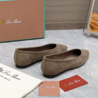 Classic Ballet Shoes In Heavy Brown Suede
