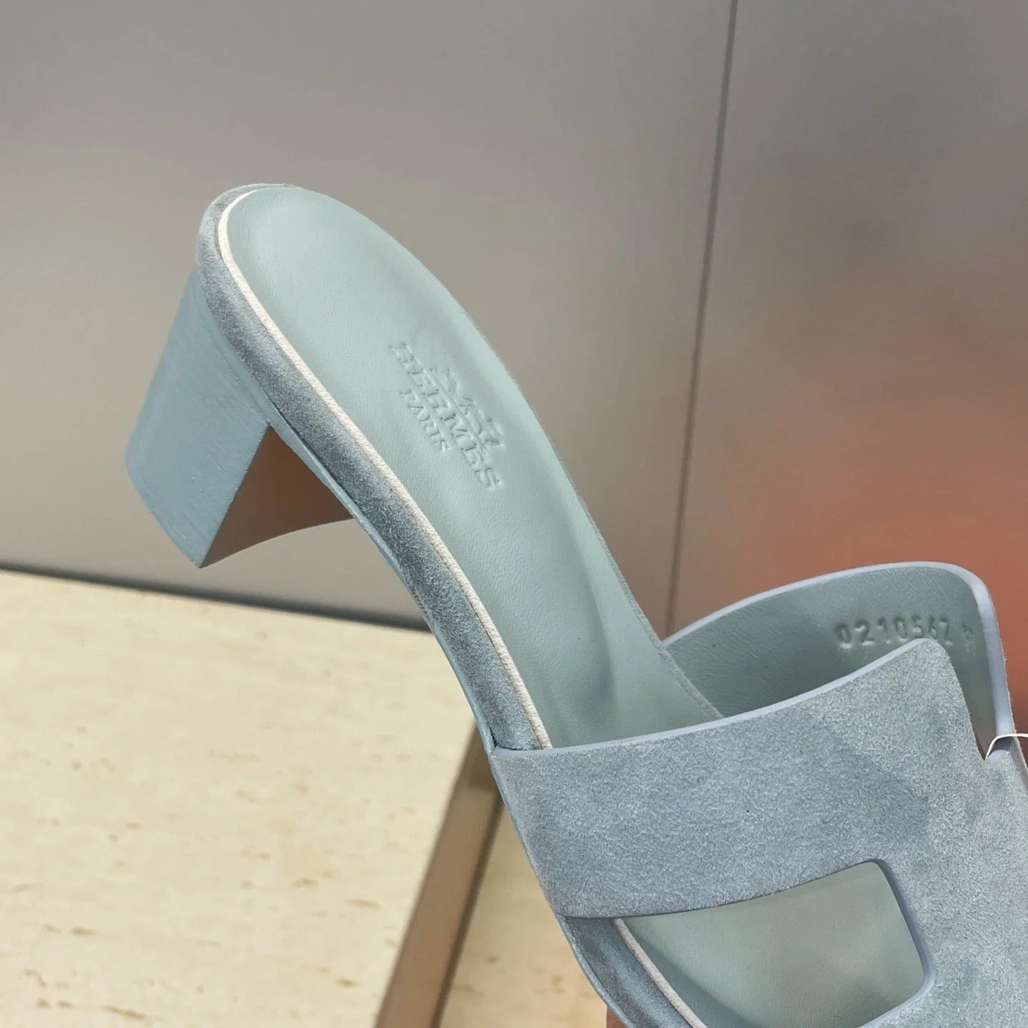 HM 26ss Oran Sandals 45 Muted Teal Suede Cowhide 607219