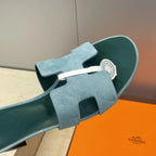 HM 26ss Oran Sandals 45 Blue Fresh Green Suede Cowhide 607220