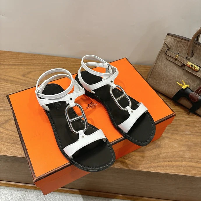 HM 26ss Sandals Black White   Leather 638532