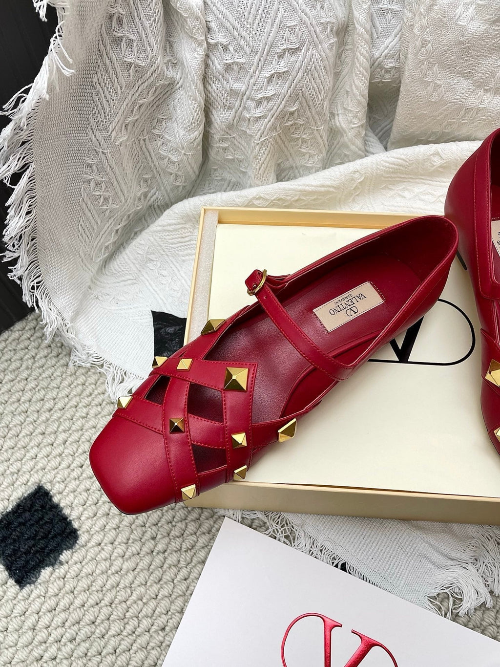 VT 26s Mary Jane Ballet Flats Dark Red Lambskin 611365