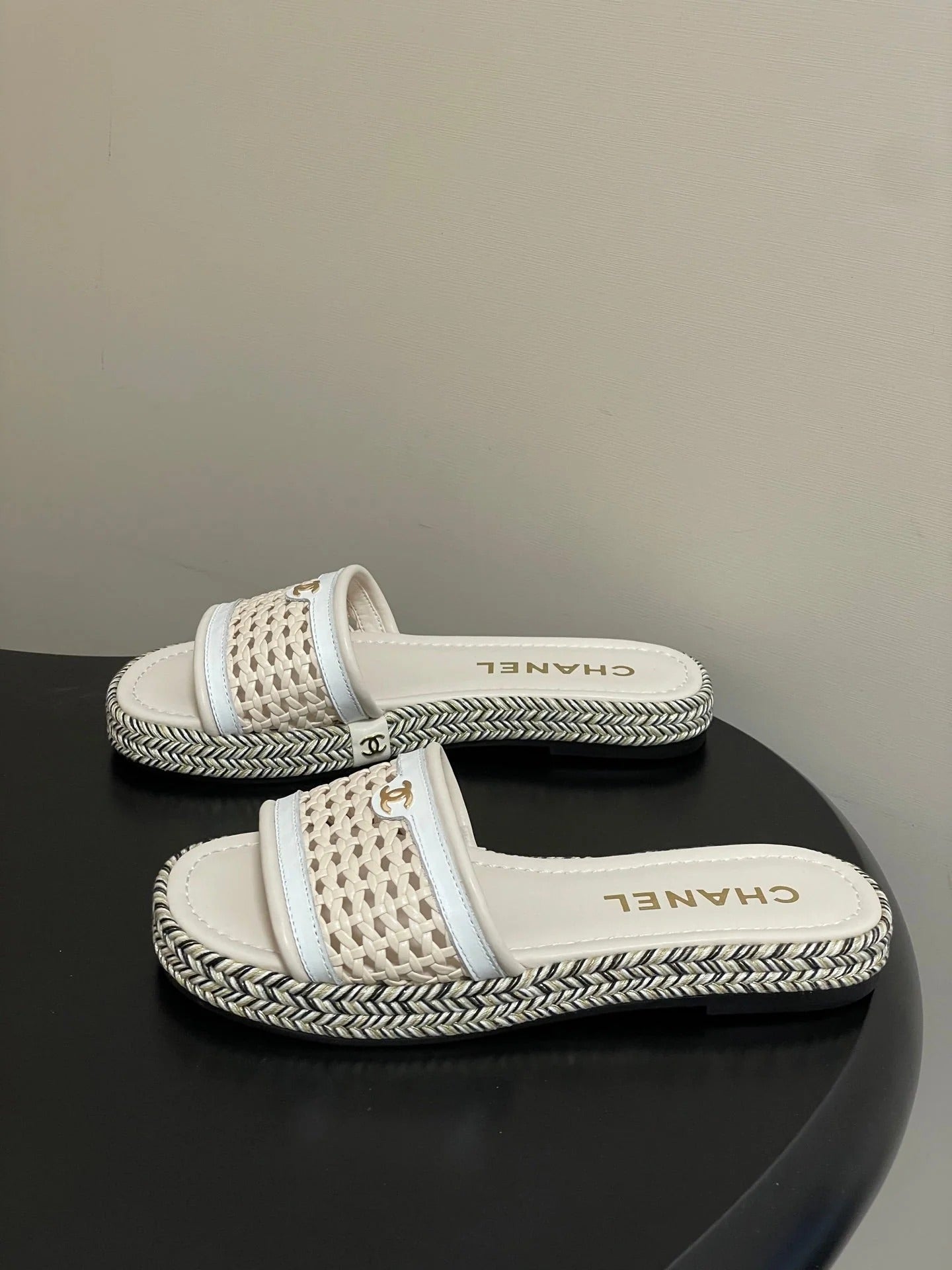 CC 26s Platform Slippers Light Beige Cowhide 649459