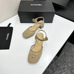 CC 2026 Mary Jane Sandals 45 Beige Satin Cowhide 668117