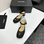 CC 2026 Mary Jane Sandals 45 Black Satin Cowhide 668118