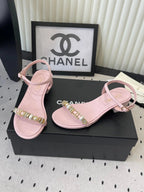 CC 26s Sandals 35 Light Pink Sheepskin Pearls 650101