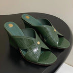 HIGH HEELS 80 MM IN MOSS GREEN CALFSKIN SNAKE EMBOSSING