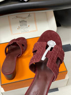 HM 25S ORAN HIGH?HEEL SANDAL IN DARK RED SUEDE AND LAMBSKIN