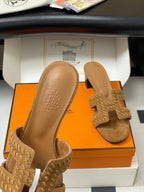 HM 25S ORAN HIGH?HEEL SANDAL IN LIGHT BROWN SUEDE AND LAMBSKIN