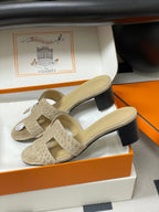 HM 25S ORAN HIGH?HEEL SANDAL IN BEIGE SUEDE AND LAMBSKIN