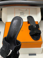 HM 25S ORAN HIGH?HEEL SANDAL IN BLACK SUEDE AND LAMBSKIN