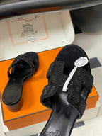 HM 25S ORAN HIGH?HEEL SANDAL 50 MM IN BLACK LAMBSKIN WITH STONE DETAILS