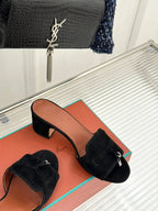 HIGH HEELS IN BLACK SUEDE AND LAMBSKIN