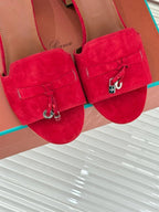 HIGH HEELS IN RED SUEDE AND LAMBSKIN