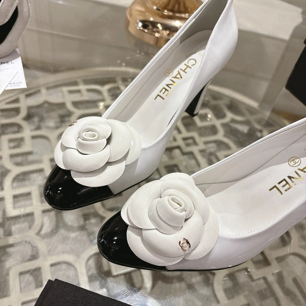 CC 26s High Heels Pump 85 White Black Patent Leather 627003
