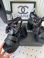 CC 26s Platform Sandals 75 Black Sheepskin 650087