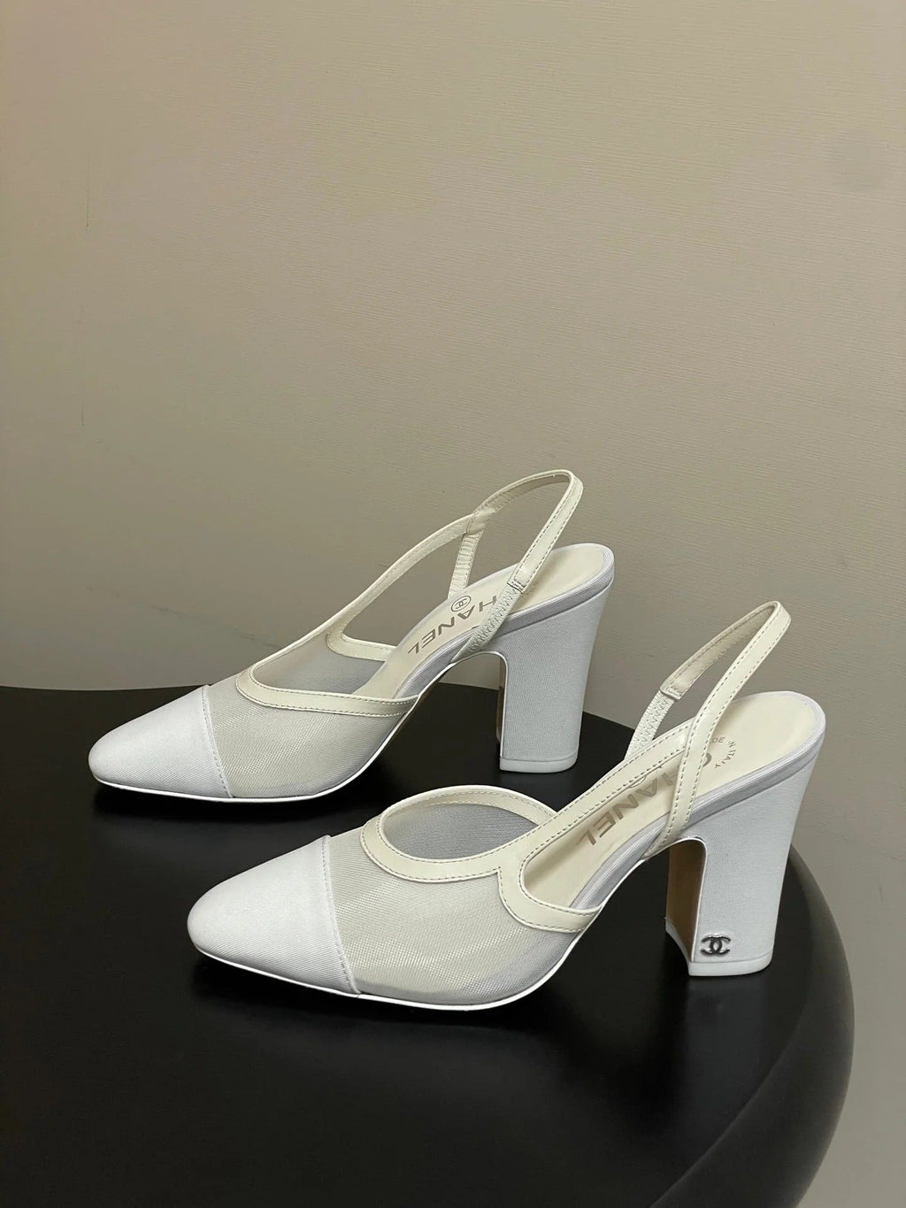 CC 26s Slingback 95 White Mesh Fabric Sheepskin 649441