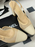 CC 26s Slingback 95 Beige Mesh Fabric Sheepskin 649440