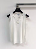 Chanel 2026 Flower Shirt White and Black Polyester Viscose