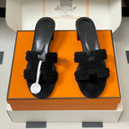 HM 25S ORAN HIGH?HEEL SANDAL IN BLACK SUEDE AND LAMBSKIN