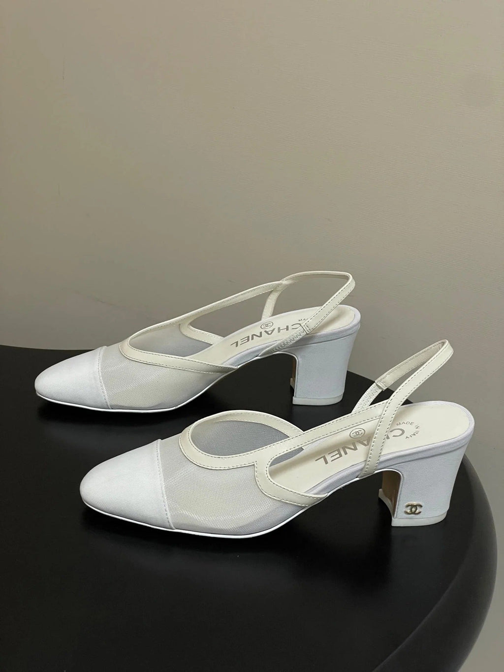 CC 26s Slingback 65 White Mesh Fabric Sheepskin 649445
