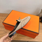 HM 26ss Mule Beige Black Suede Calfskin 638479