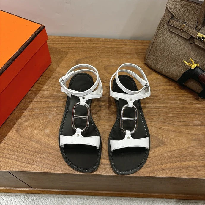 HM 26ss Sandals Black White   Leather 638532