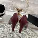 CC 26s High Heels Pump 85 Burgundy Black Sheepskin 627007