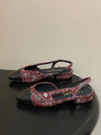 CC 26s Slingback Dark Red Black Tweed Sheepskin 649424
