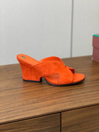 HIGH HEELS 85 MM IN ORANGE SUEDE