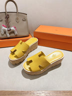 HM 25S HIGH WEDGE SANDALS IN DARK YELLOW LAMBSKIN STYLE 27