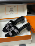 HM 25S ORAN HIGH?HEEL SANDAL 50 MM IN BLACK LAMBSKIN WITH WHITE STONE DETAILS