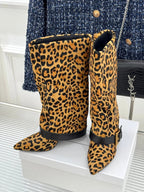 BALMAIN 25S ANTHEM BOOTS IN LEOPARD PRINT CALFSKIN