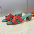 HM 26ss Oran Sandals 45 Turquoise Red Suede Cowhide 607212