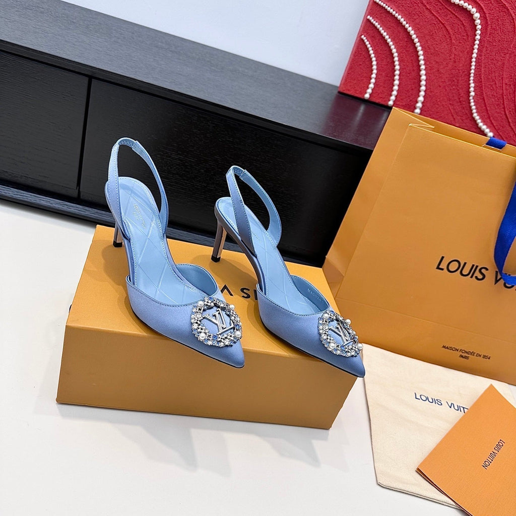 LV 26s Slingback 75 Light Blue Premium Satin 622435