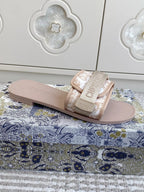 CD 26s Flat Slippers Nude Pink Canvas Rubber 648132