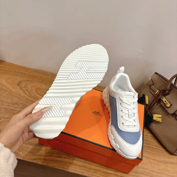 HM 26ss Sneakers White Blue Cowhide Fabric 638566