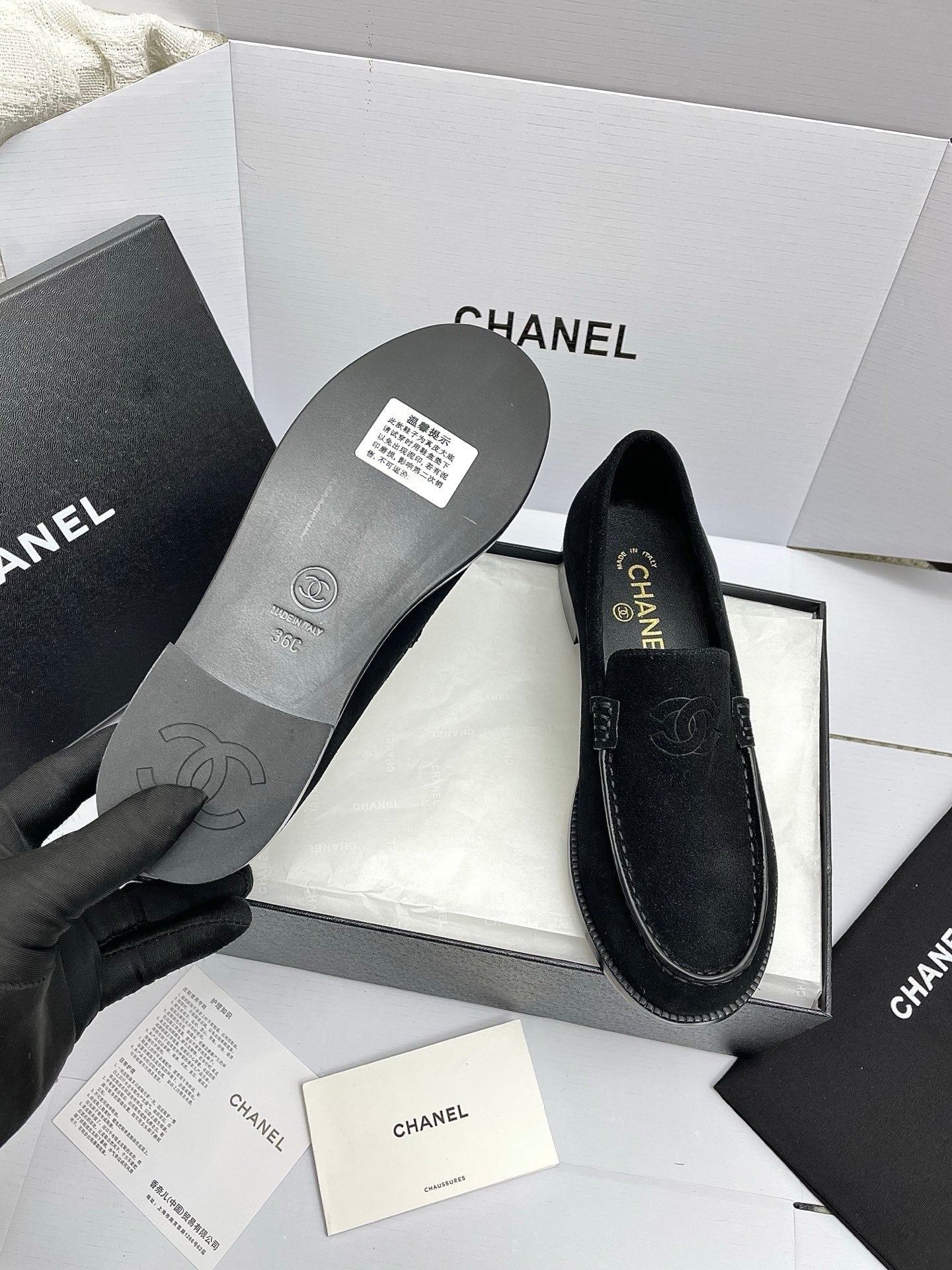 CC 26s Double C Loafers Black Suede 645306