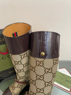 Gucci 2026 Boot Brown mix Beige Canvas Leather 911944